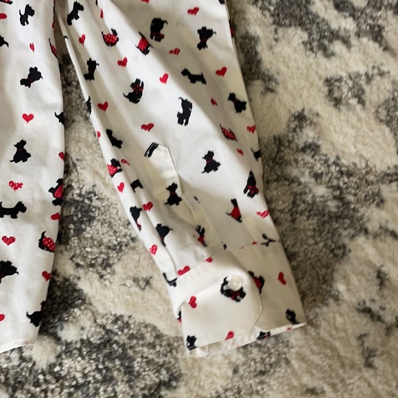 Cute vintage style button up Scottie dog heart top - Picture 4 of 4